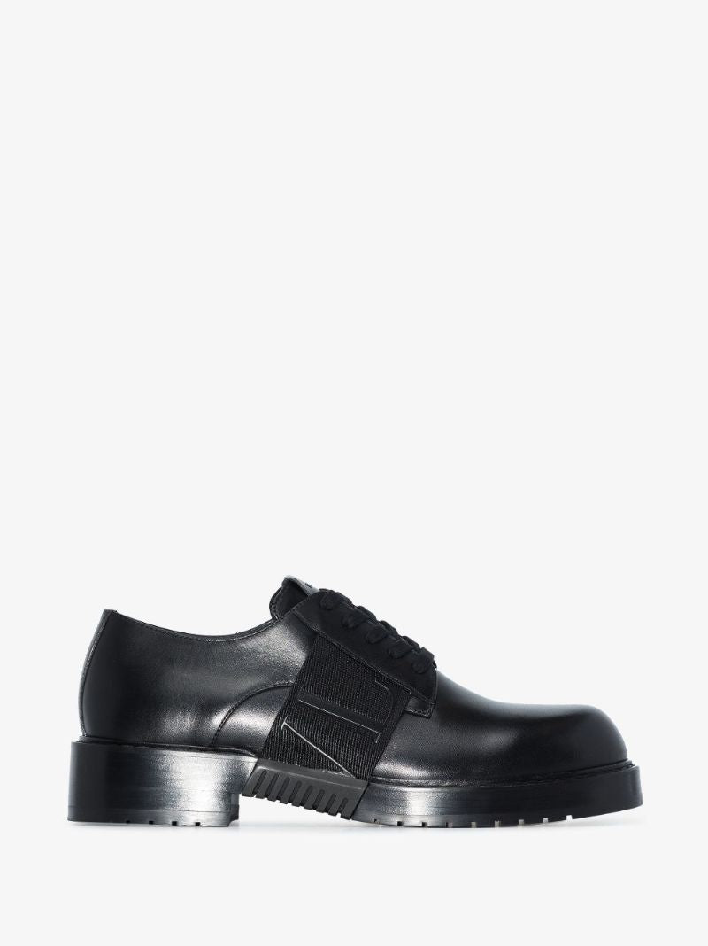 Black Vltn Leather Derby Shoes