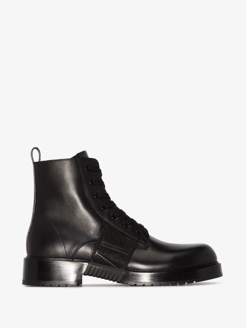 Black Vl7n City Leather Combat Boots