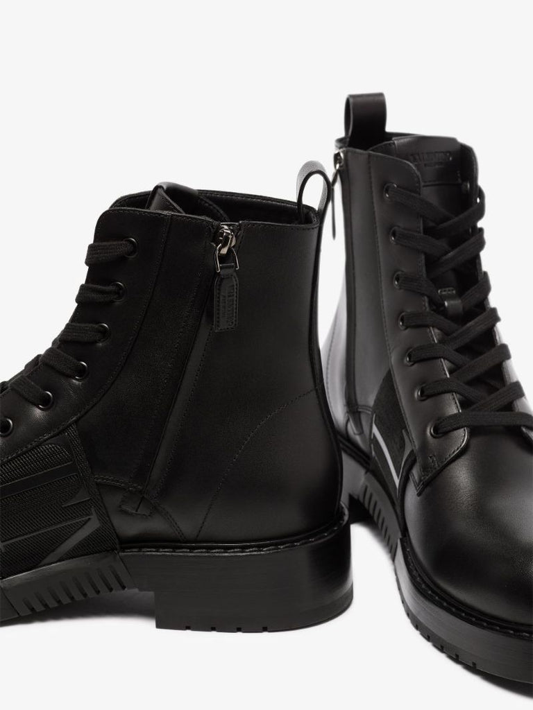 Black Vl7n City Leather Combat Boots