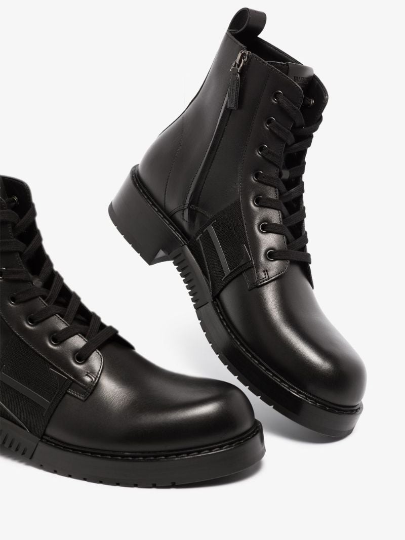 Black Vl7n City Leather Combat Boots