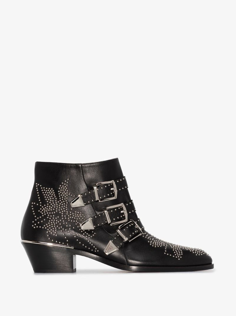 Black Susanna 30 Studded Leather Ankle Boots
