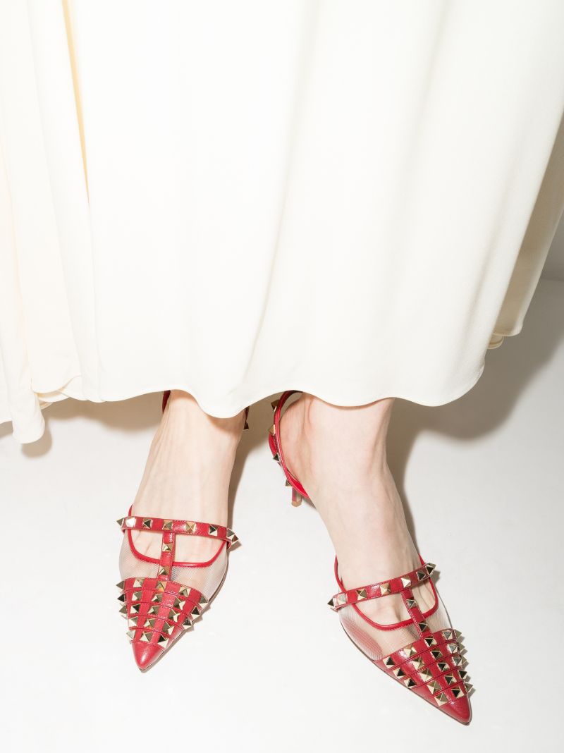 Red Rockstud Alcove 60 Leather Pumps