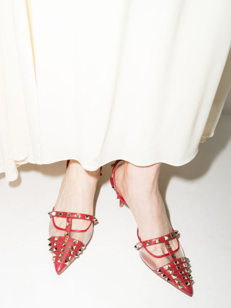 Red Rockstud Alcove 60 Leather Pumps
