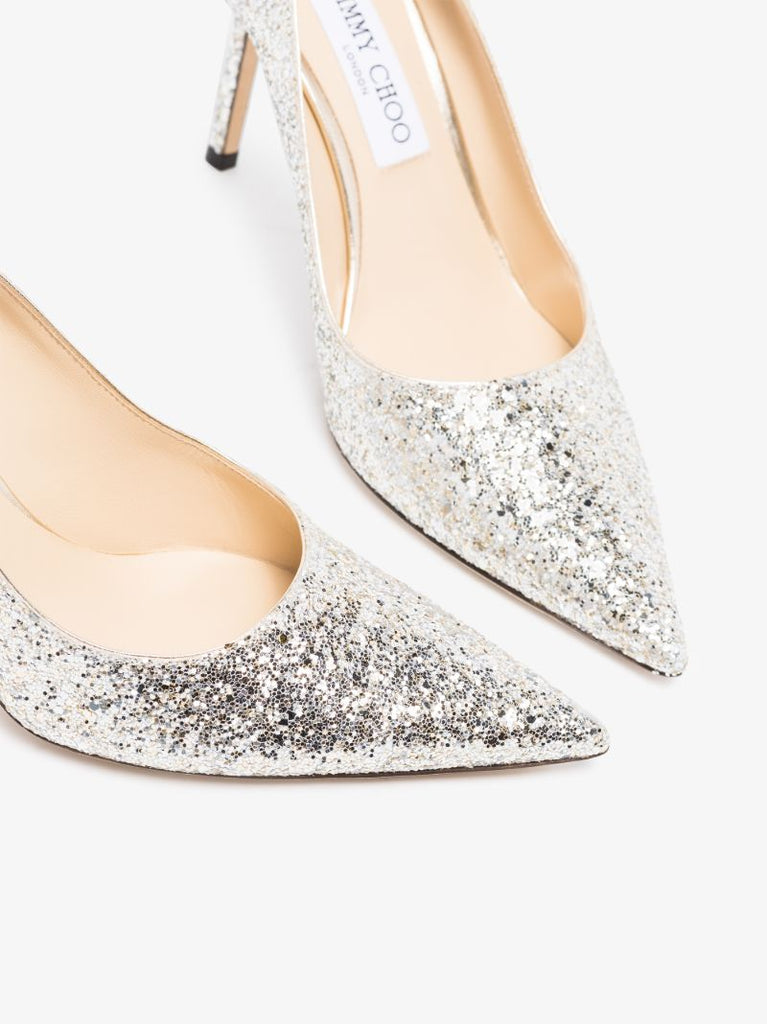 Silver Love 85 Glitter Pumps