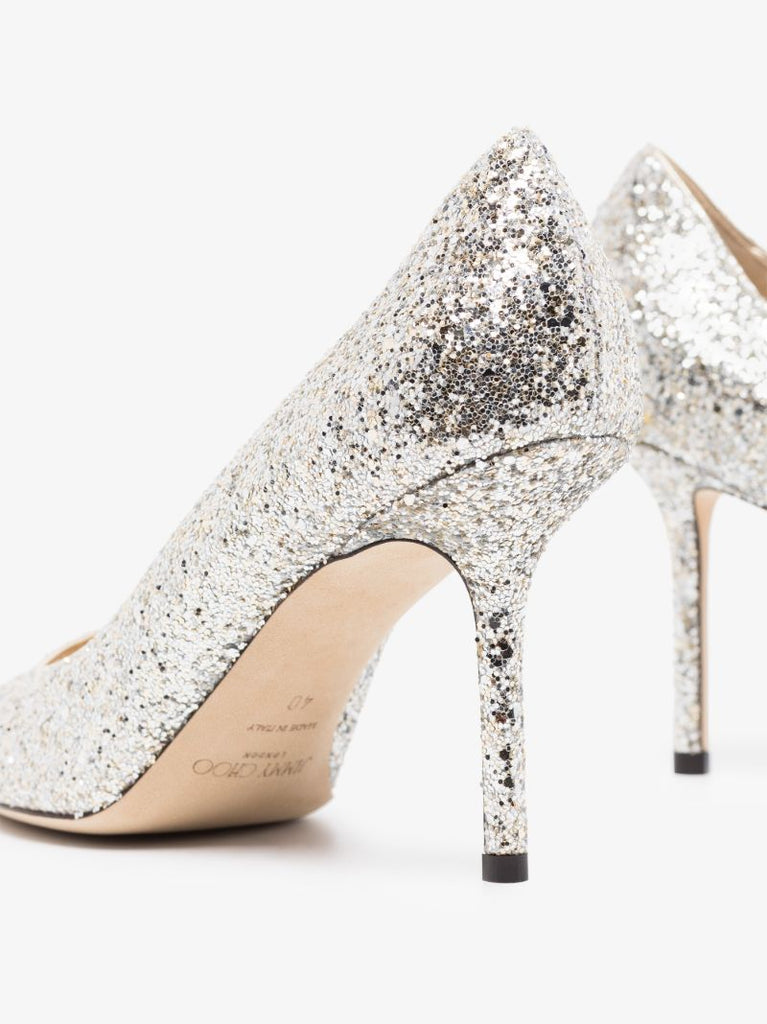 Silver Love 85 Glitter Pumps