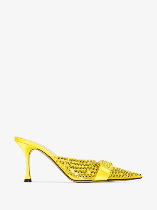 Yellow Bella 85 Crystal Mules
