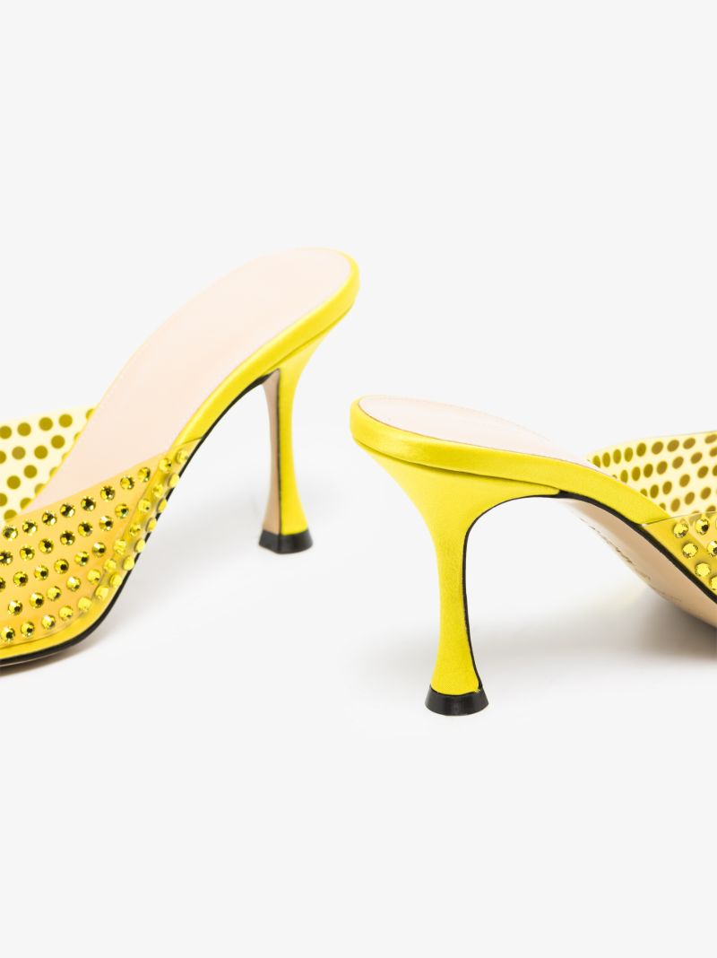 Yellow Bella 85 Crystal Mules