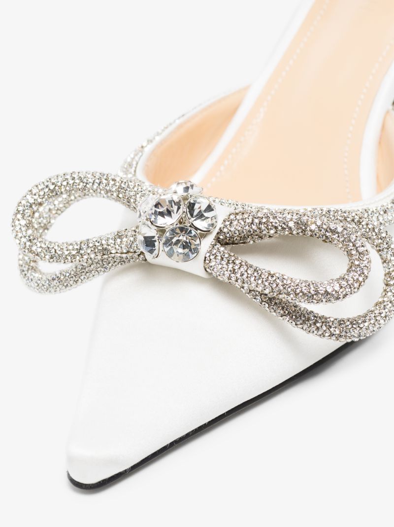 White Double Bow 65 Crystal Pumps