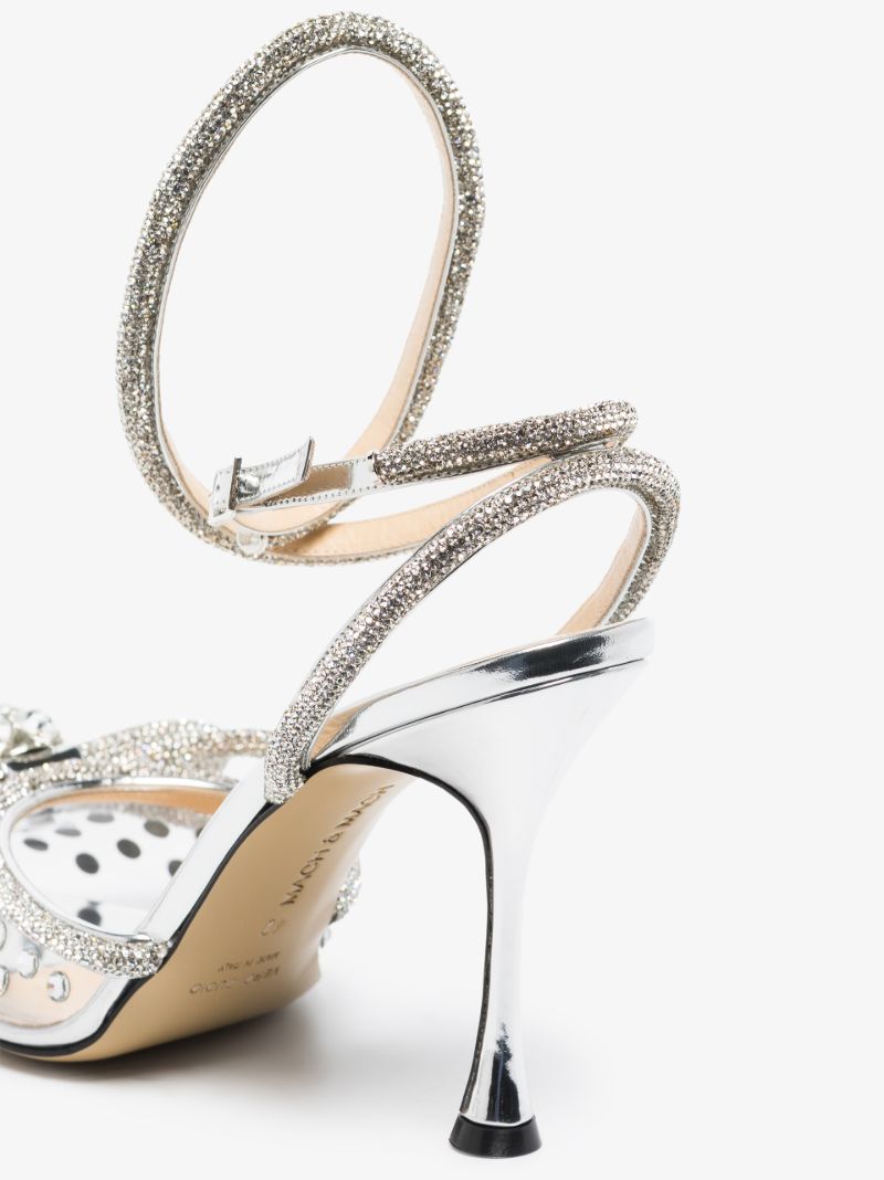 Silver Double Bow 100 Crystal Pvc Pumps
