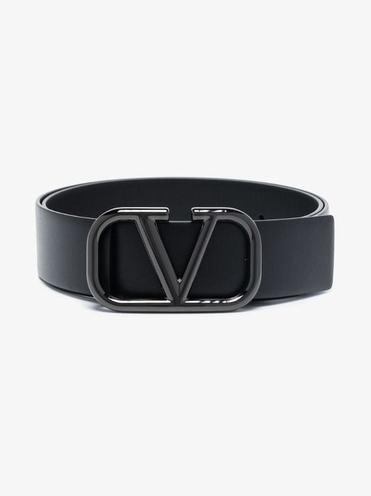 Black Vlogo Signature Leather Belt