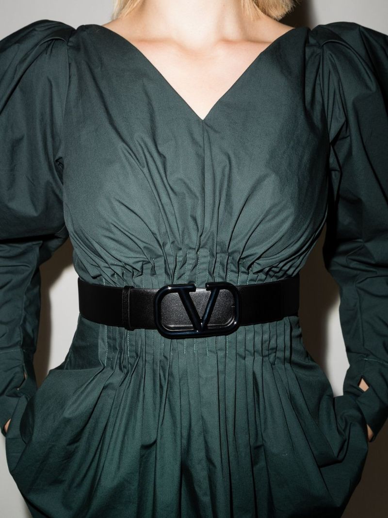 Black Vlogo Signature Leather Belt