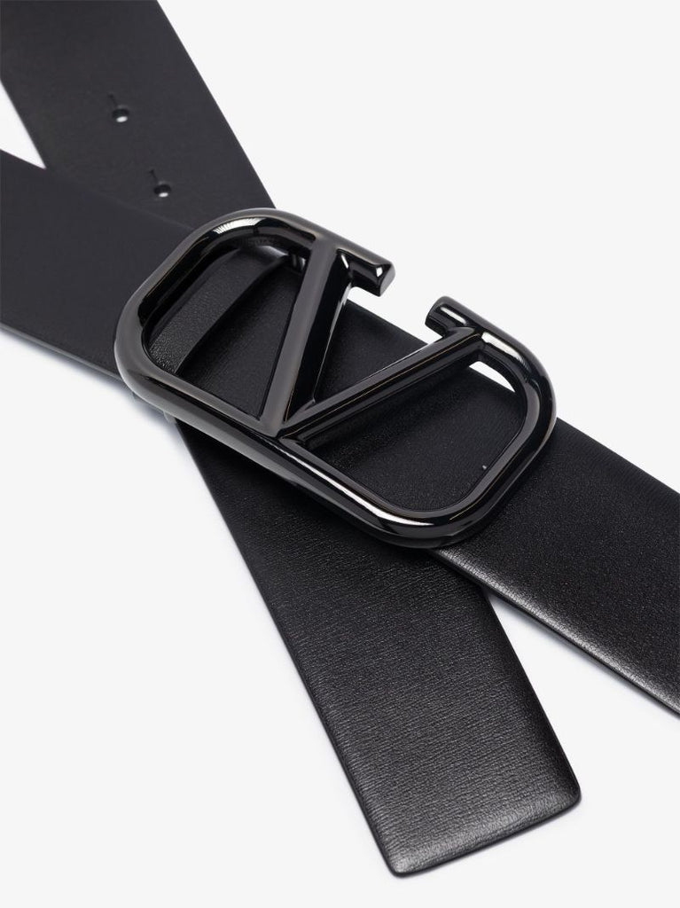 Black Vlogo Signature Leather Belt