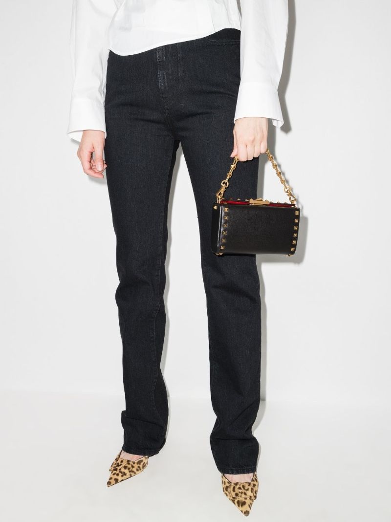 Black Rockstud Alcove Leather Cross Body Bag