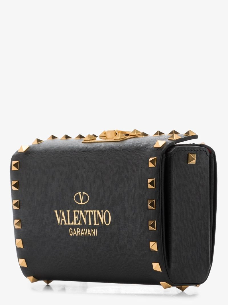 Black Rockstud Alcove Leather Cross Body Bag