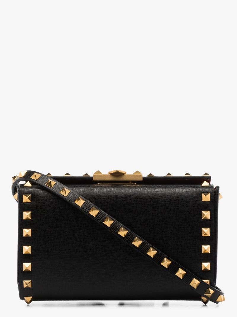 Black Rockstud Alcove Leather Cross Body Bag
