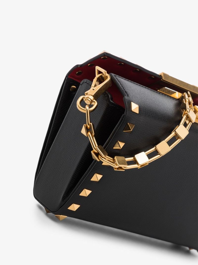 Black Rockstud Alcove Leather Cross Body Bag