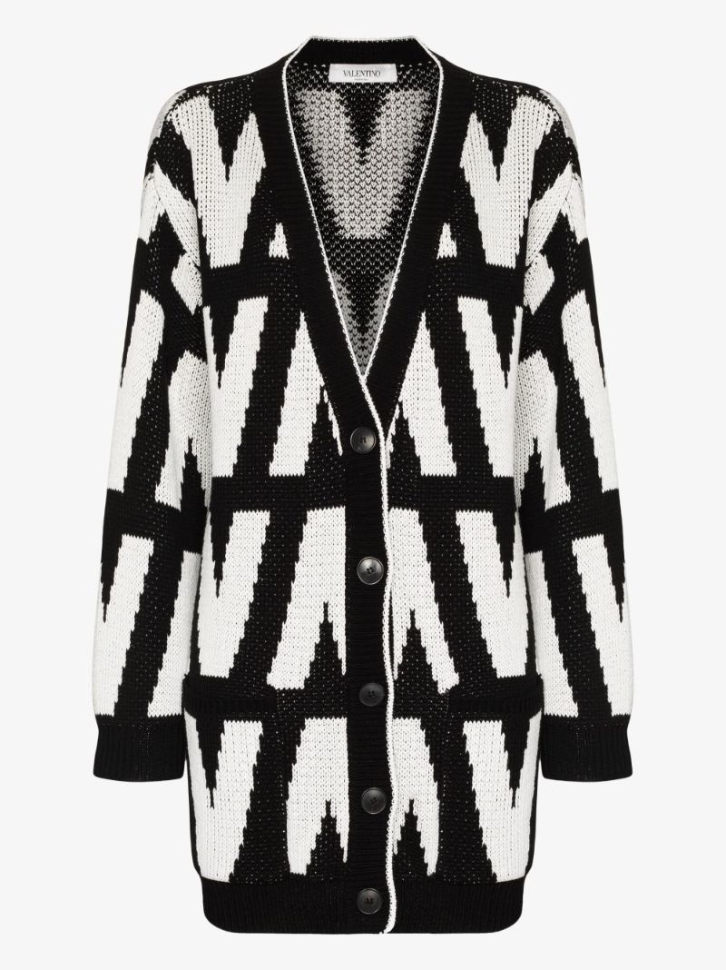 Intarsia Logo Cotton Cardigan