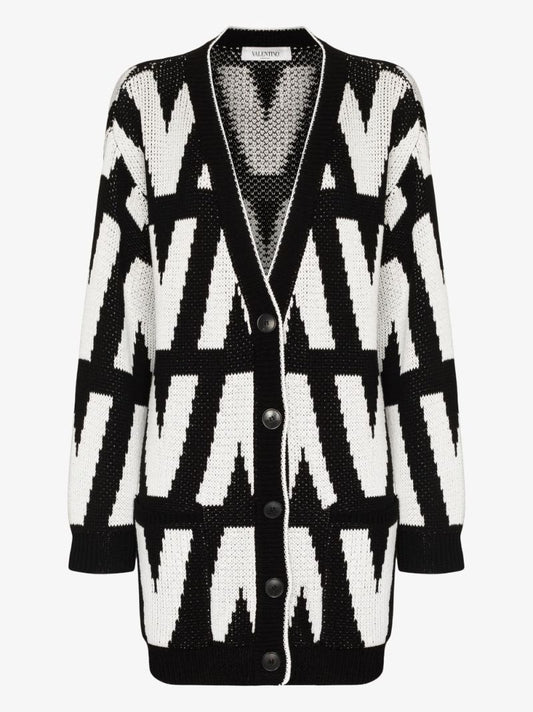 Intarsia Logo Cotton Cardigan