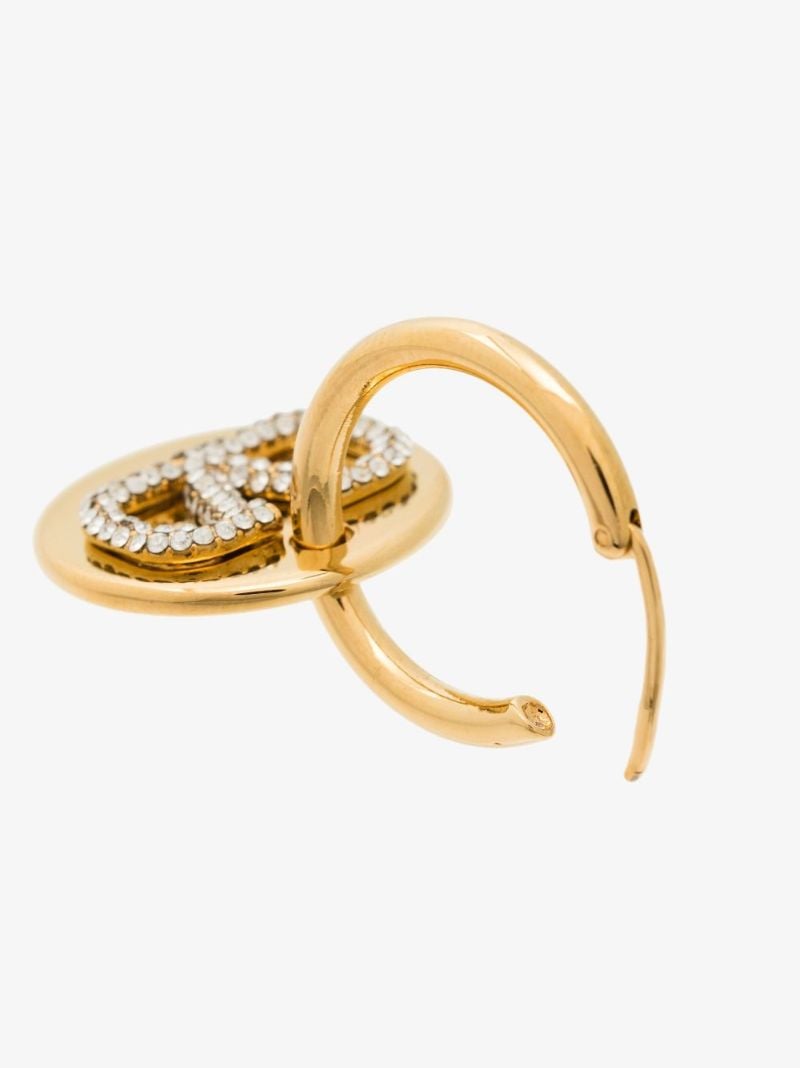 Gold Tone Vlogo Crystal Hoop Earrings