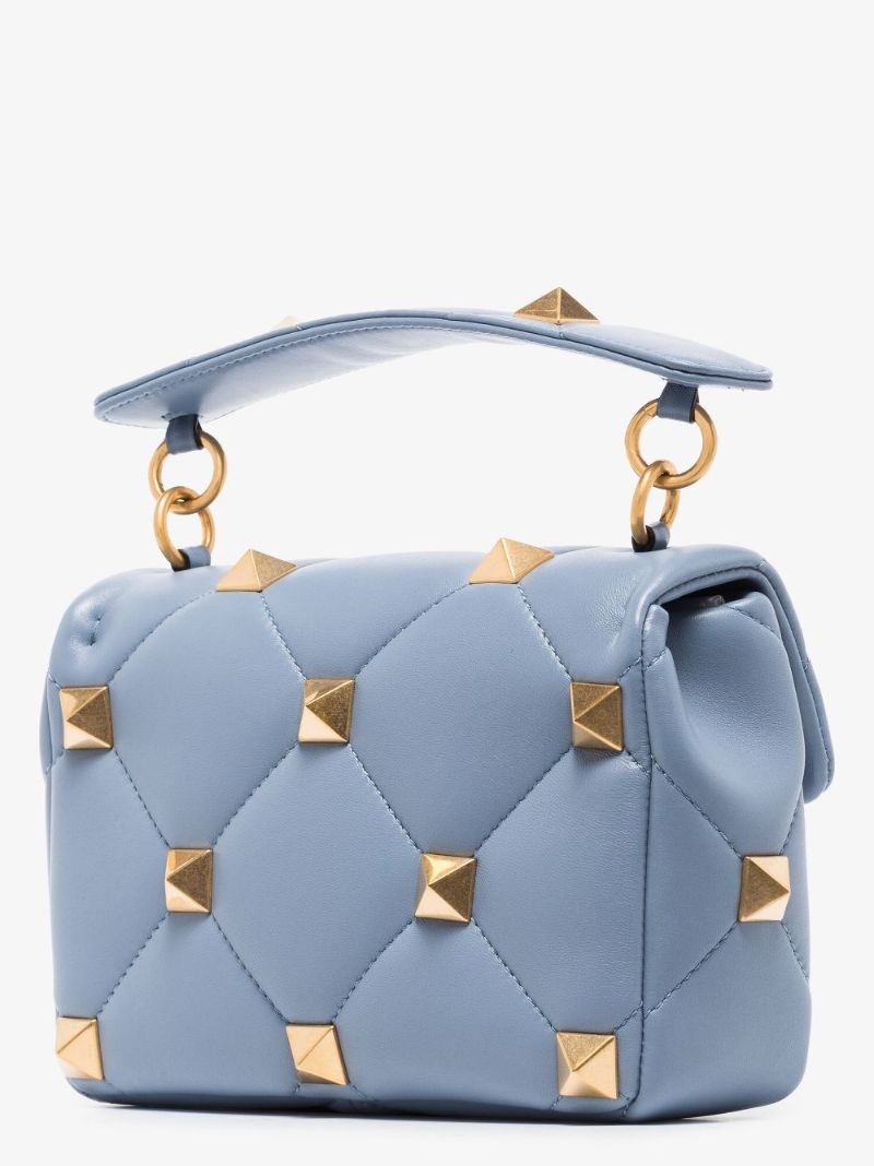 Blue Roman Stud Medium Leather Shoulder Bag