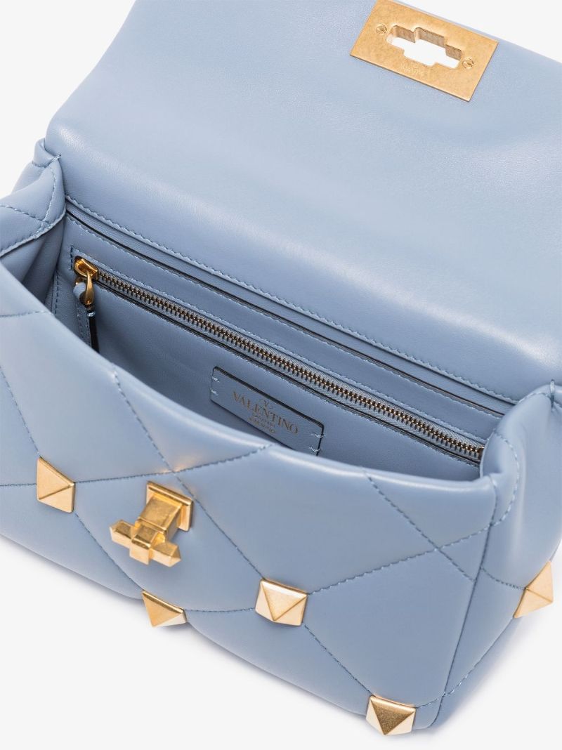 Blue Roman Stud Medium Leather Shoulder Bag