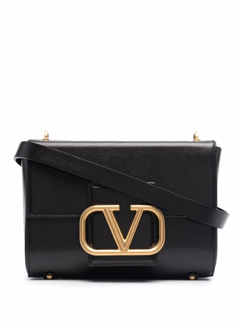 Black Stud Sign Leather Shoulder Bag