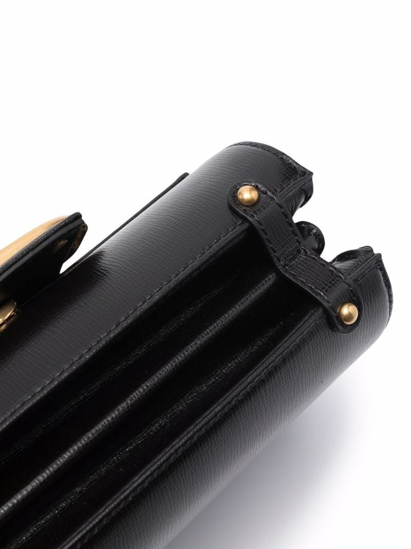 Black Stud Sign Leather Shoulder Bag