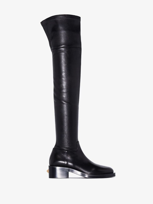 Black Roman Stud Over-the-knee Leather Boots