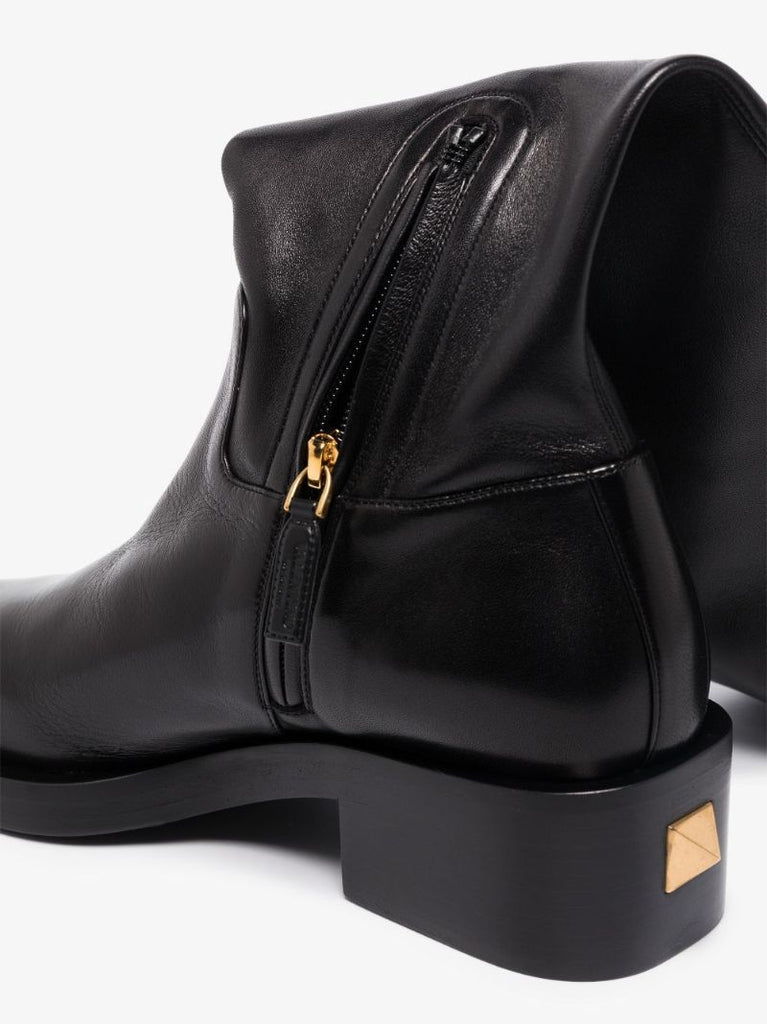 Black Roman Stud Over-the-knee Leather Boots