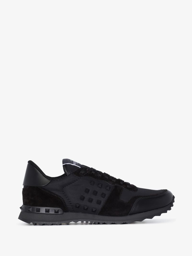 Black Rockstud Leather Sneakers