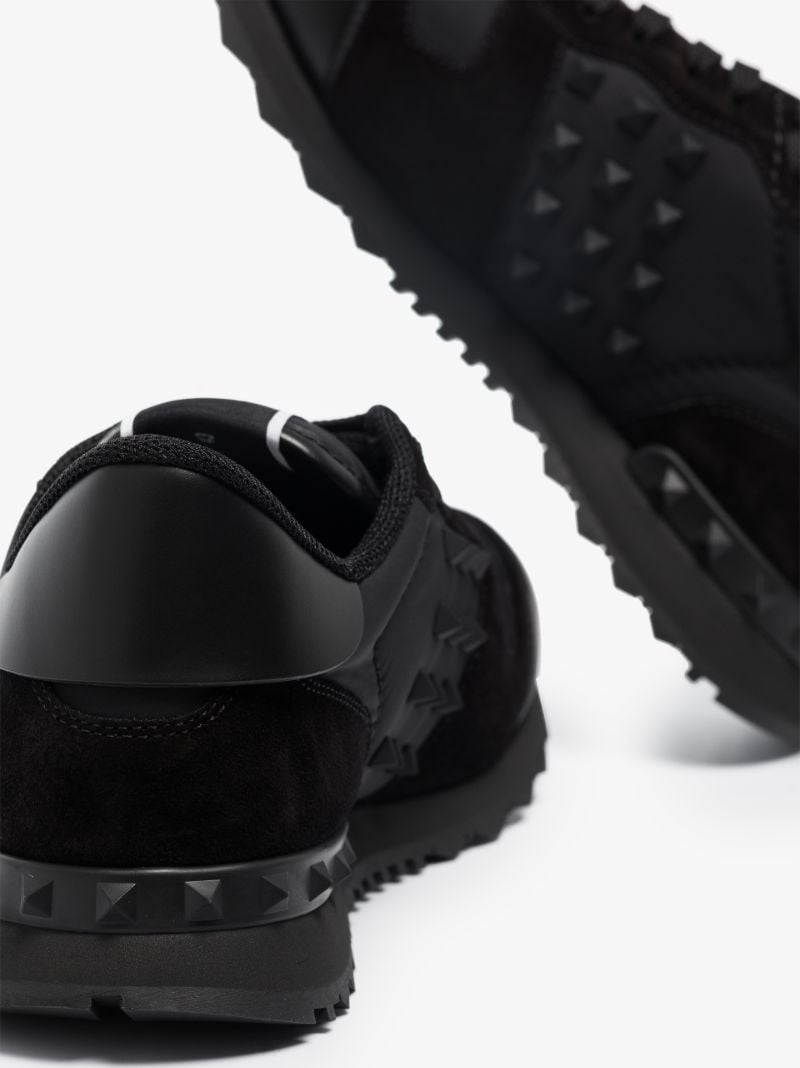 Black Rockstud Leather Sneakers