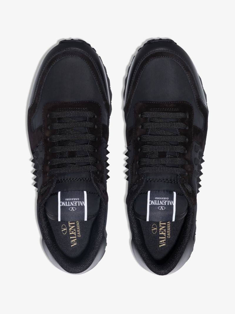 Black Rockstud Leather Sneakers