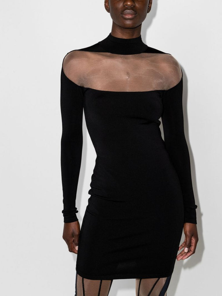 Mesh Panel Mini Dress