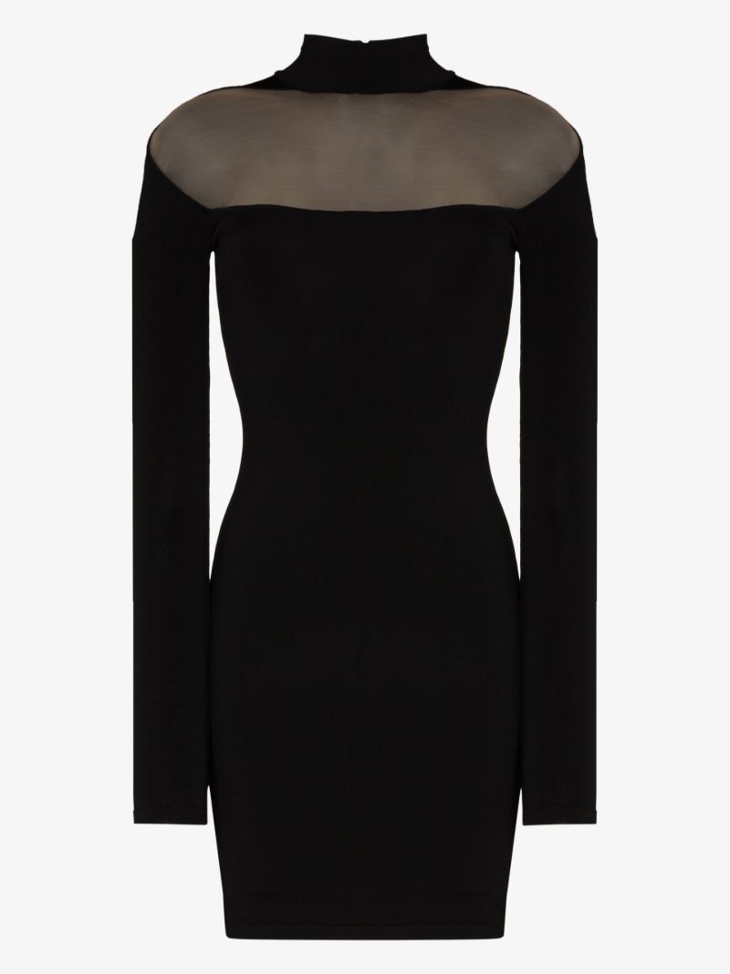 Mesh Panel Mini Dress