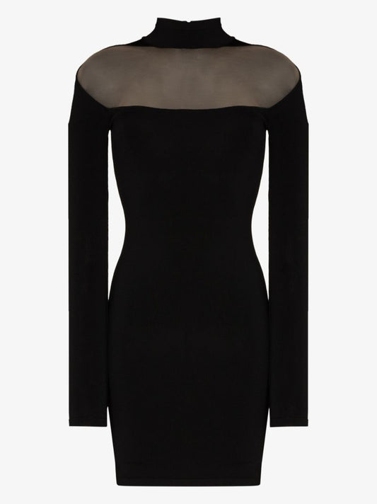Mesh Panel Mini Dress