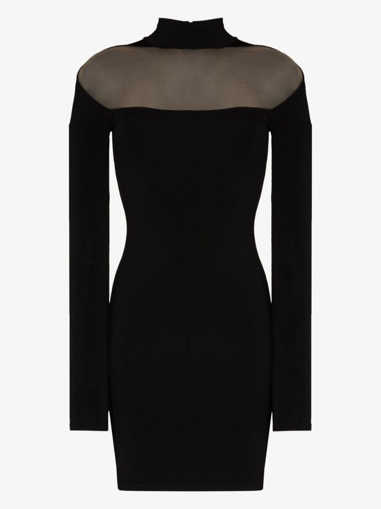 Mesh Panel Mini Dress