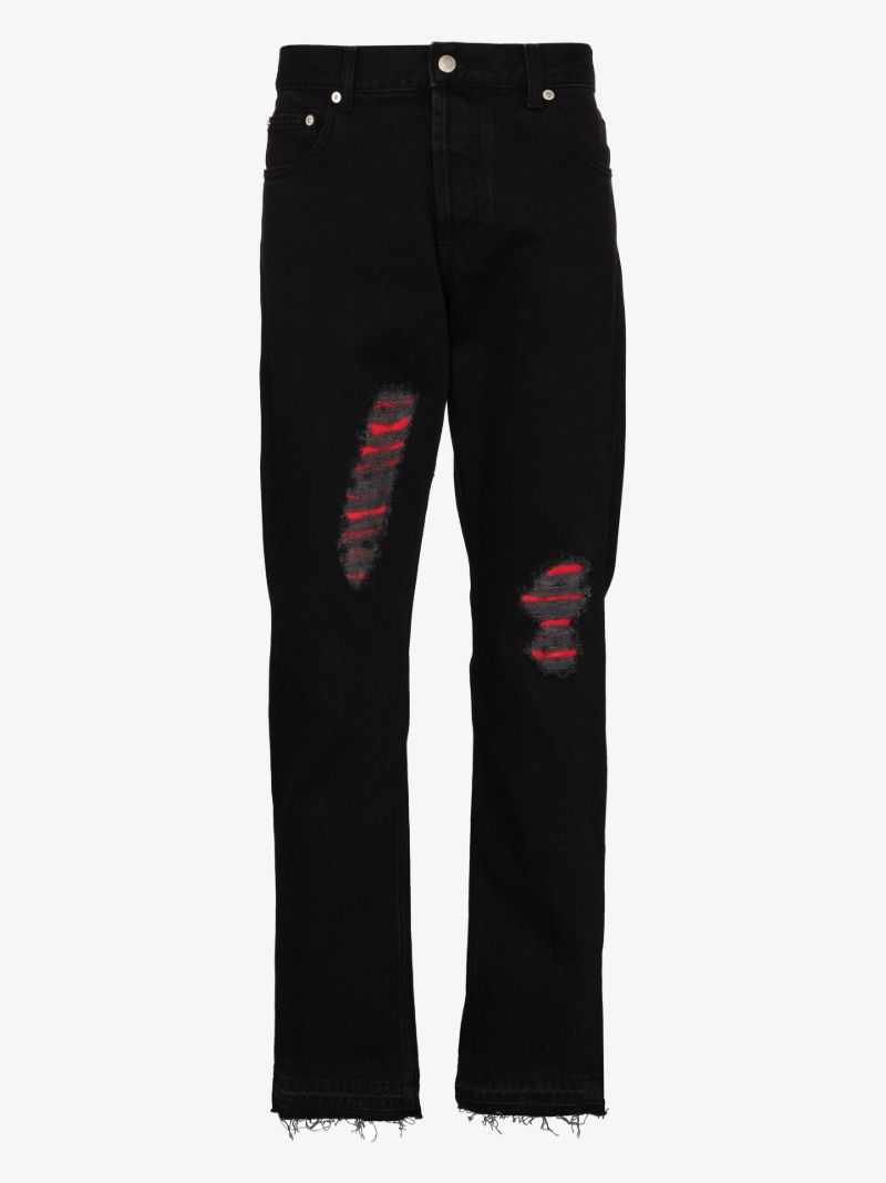 Distressed Straight Leg Jeans