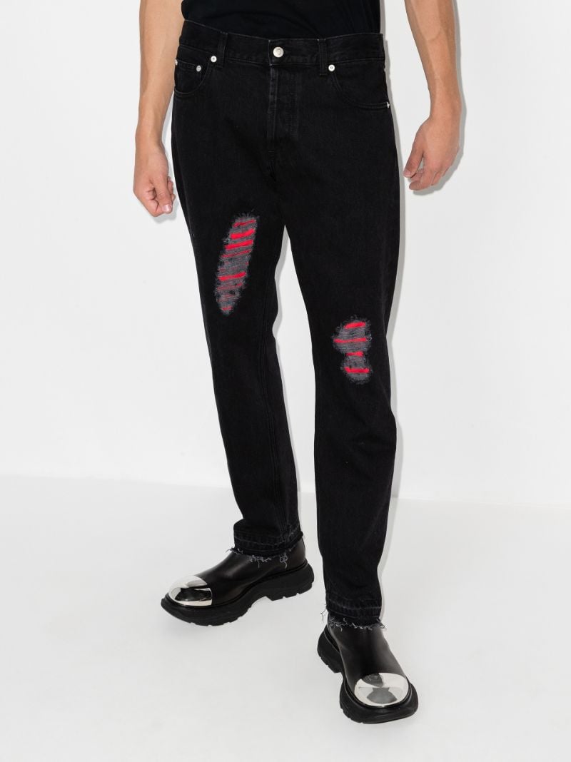 Distressed Straight Leg Jeans