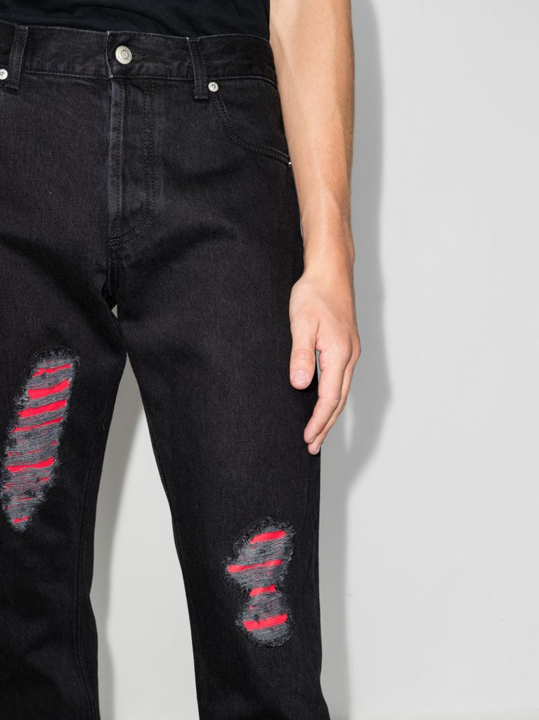 Distressed Straight Leg Jeans