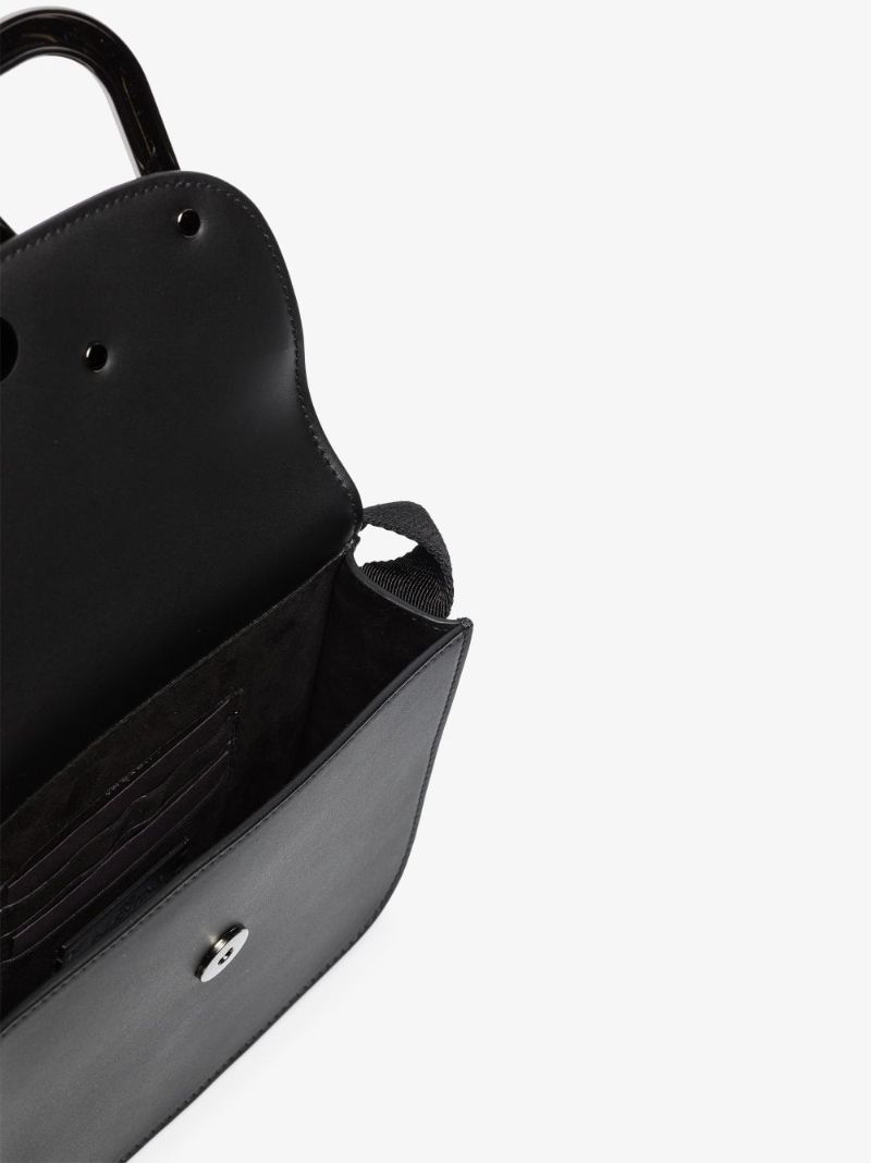Black Vlogo Leather Messenger Bag