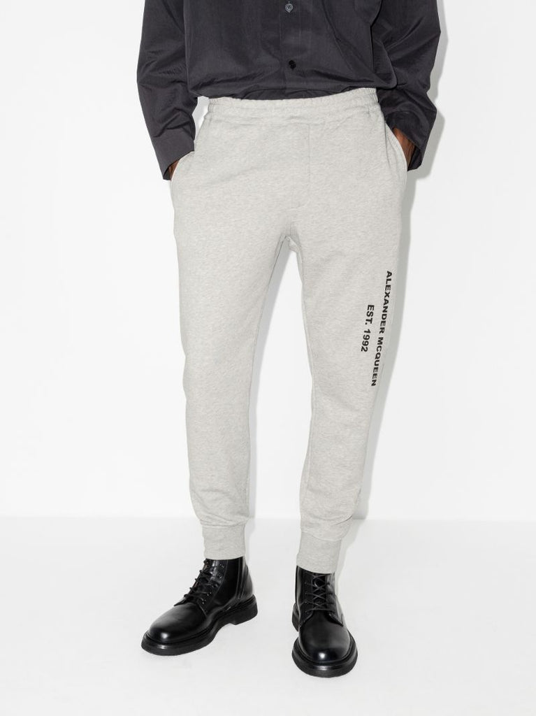 Grey Graffiti Cotton Track Pants