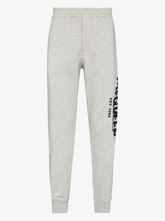 Grey Graffiti Cotton Track Pants