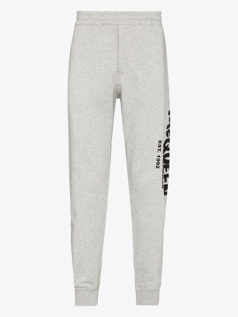 Grey Graffiti Cotton Track Pants