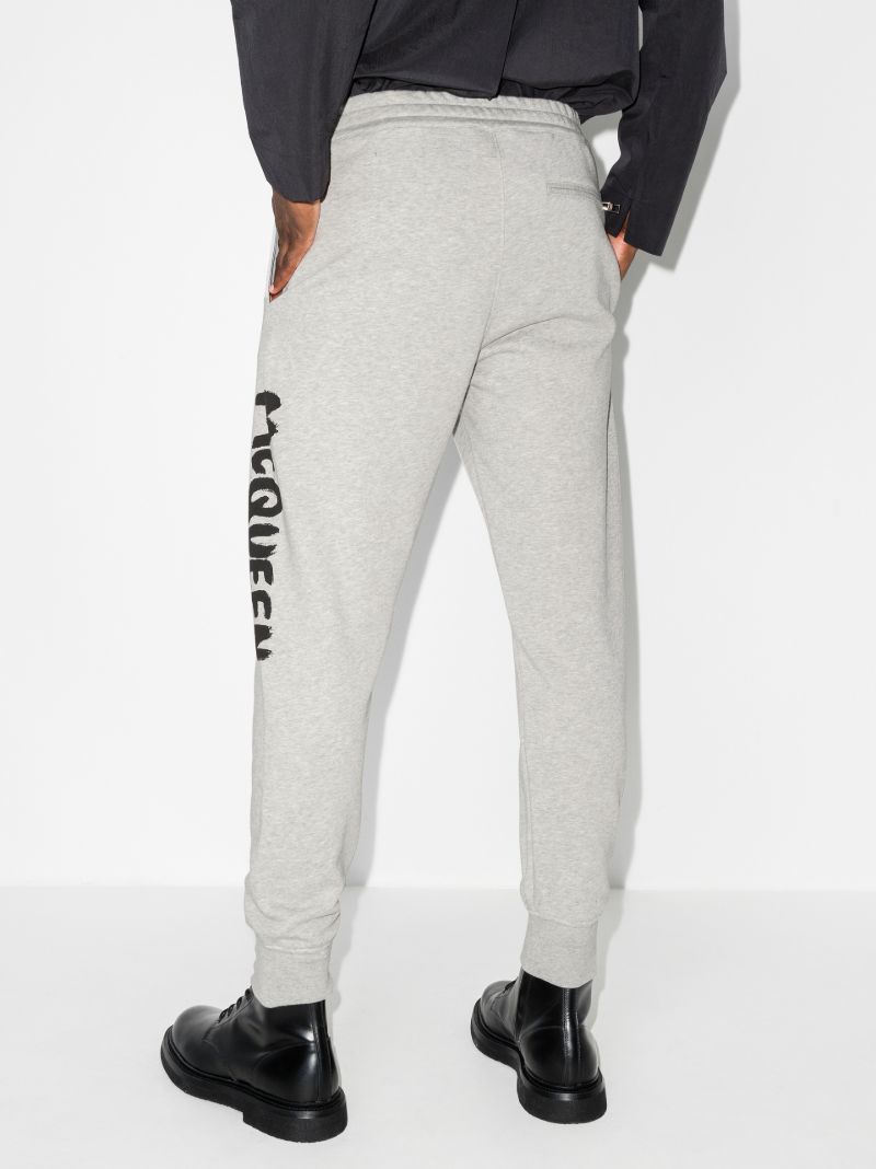 Grey Graffiti Cotton Track Pants