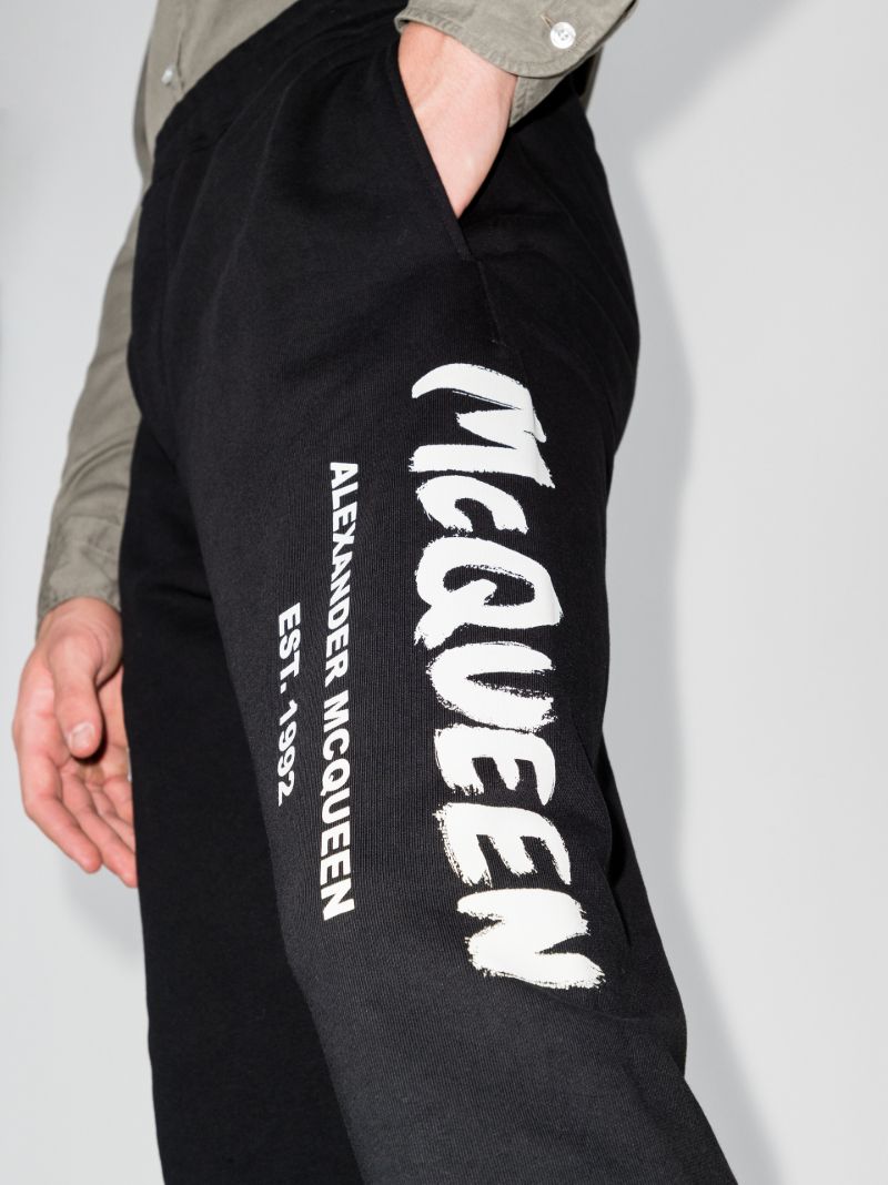 Black Graffiti Cotton Track Pants