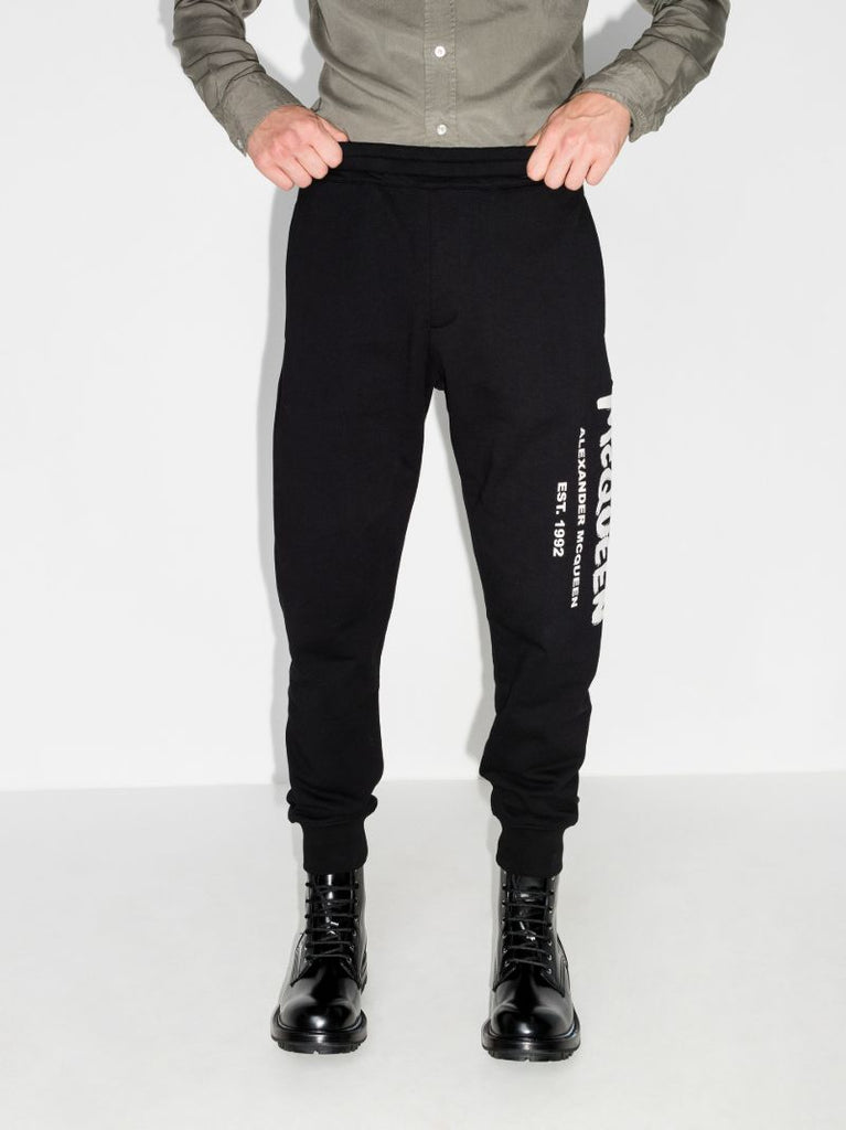 Black Graffiti Cotton Track Pants