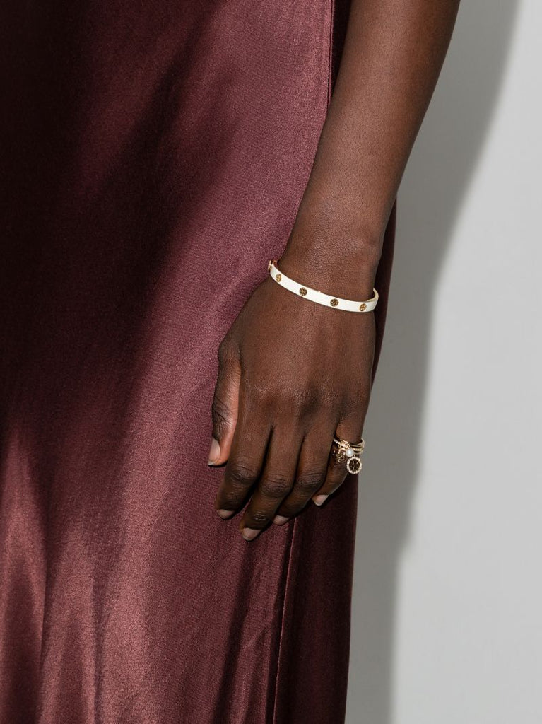 White Miller Studded Enamel Bracelet