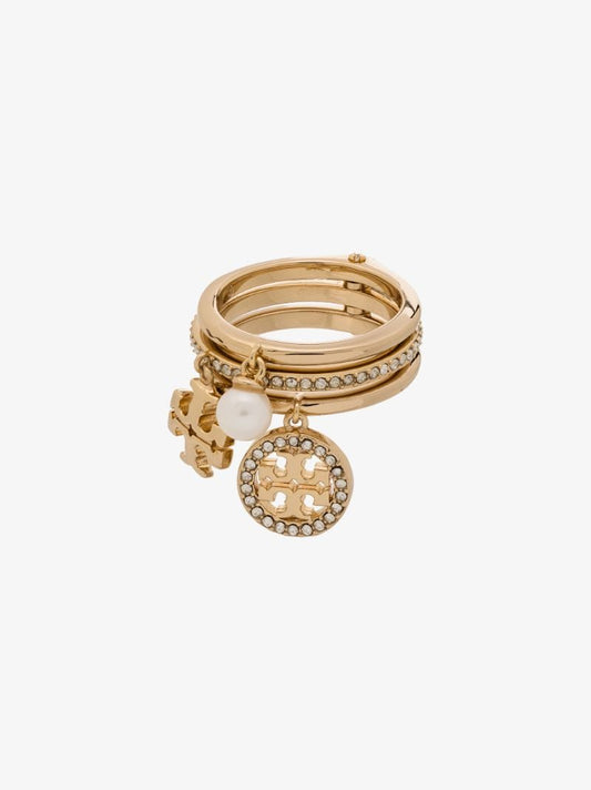 Gold Tone Miller Crystal Charm Ring