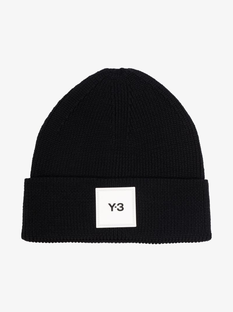 Black Ribbed Wool Beanie Hat