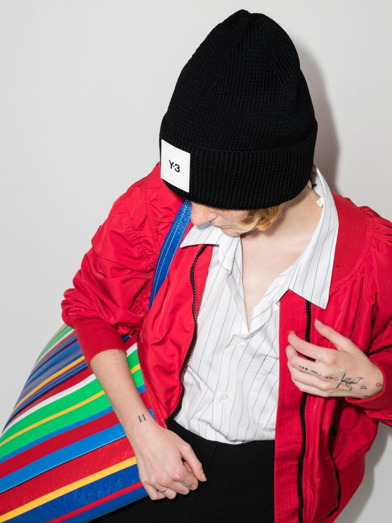 Black Ribbed Wool Beanie Hat
